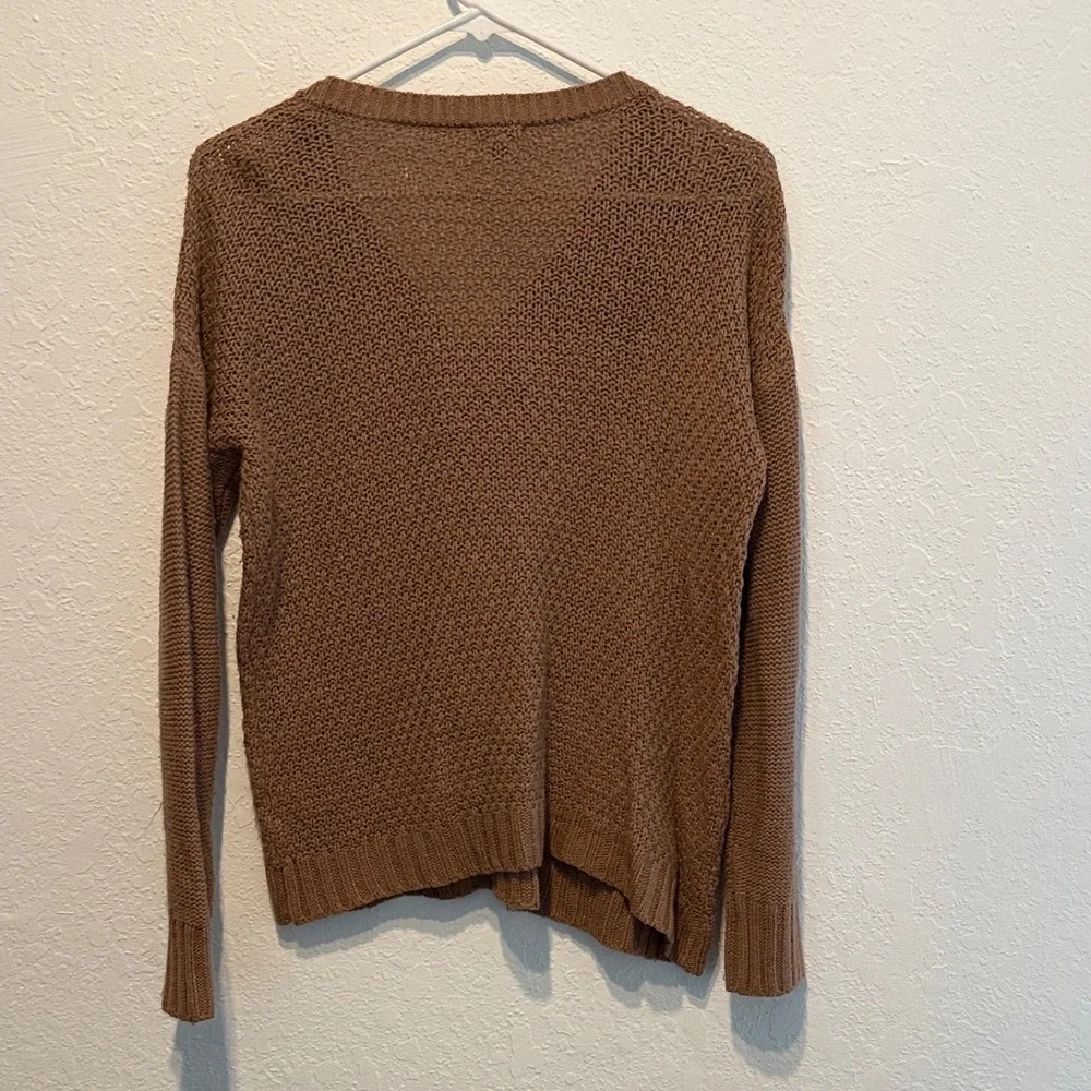 Charlotte Russe Dusty Rose Lace-Up V-Neck Knit Sweater size M Metal Soft Autumn